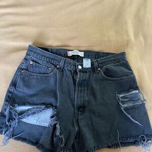 Levi's Women's Black Distressed Denim Shorts